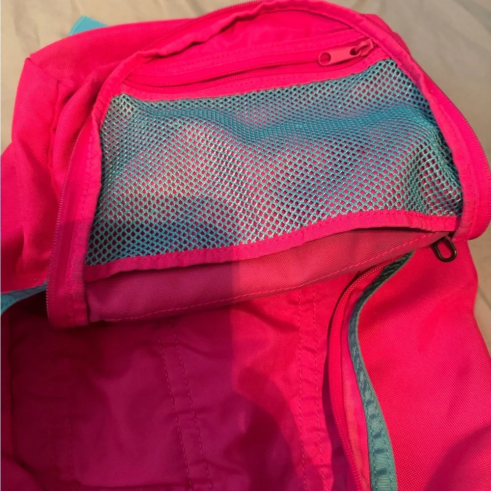 Nike Hot Pink Backpack with Teal Trim and Purple Swoosh